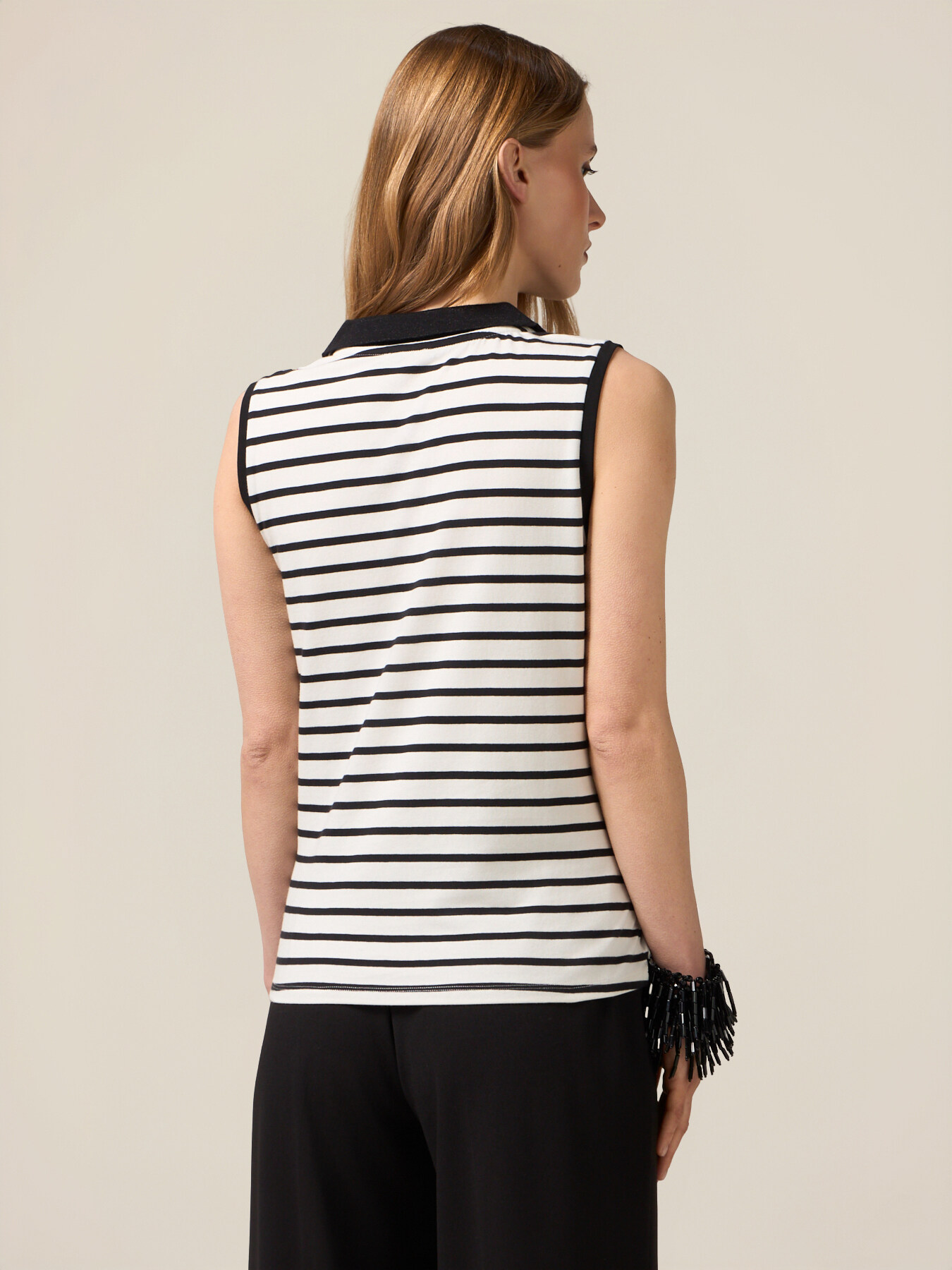 Top striped polo shirt image number 1