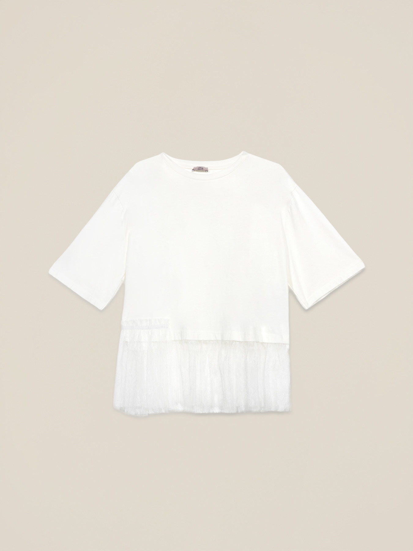 T-shirt con inserto in pizzo image number 3