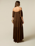 Long off-shoulder satin dress image number 1