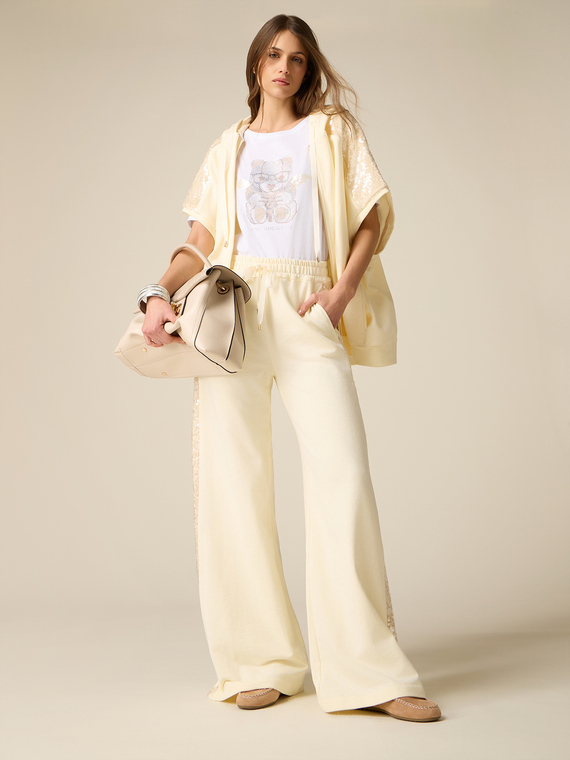 Palazzo-Hose aus Sweatstoff mit Pailletten