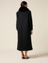Long mixed wool coat with furry collar image number 1