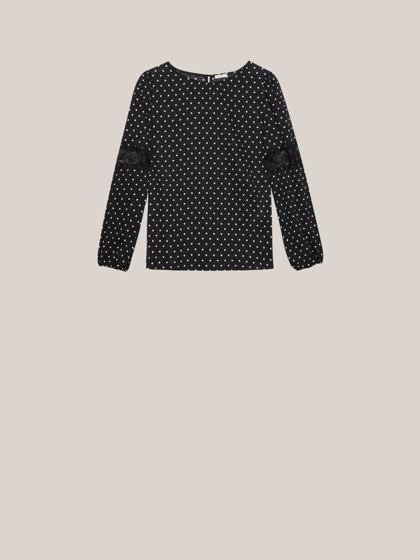 Polka dot blouse with lace inserts image number 3