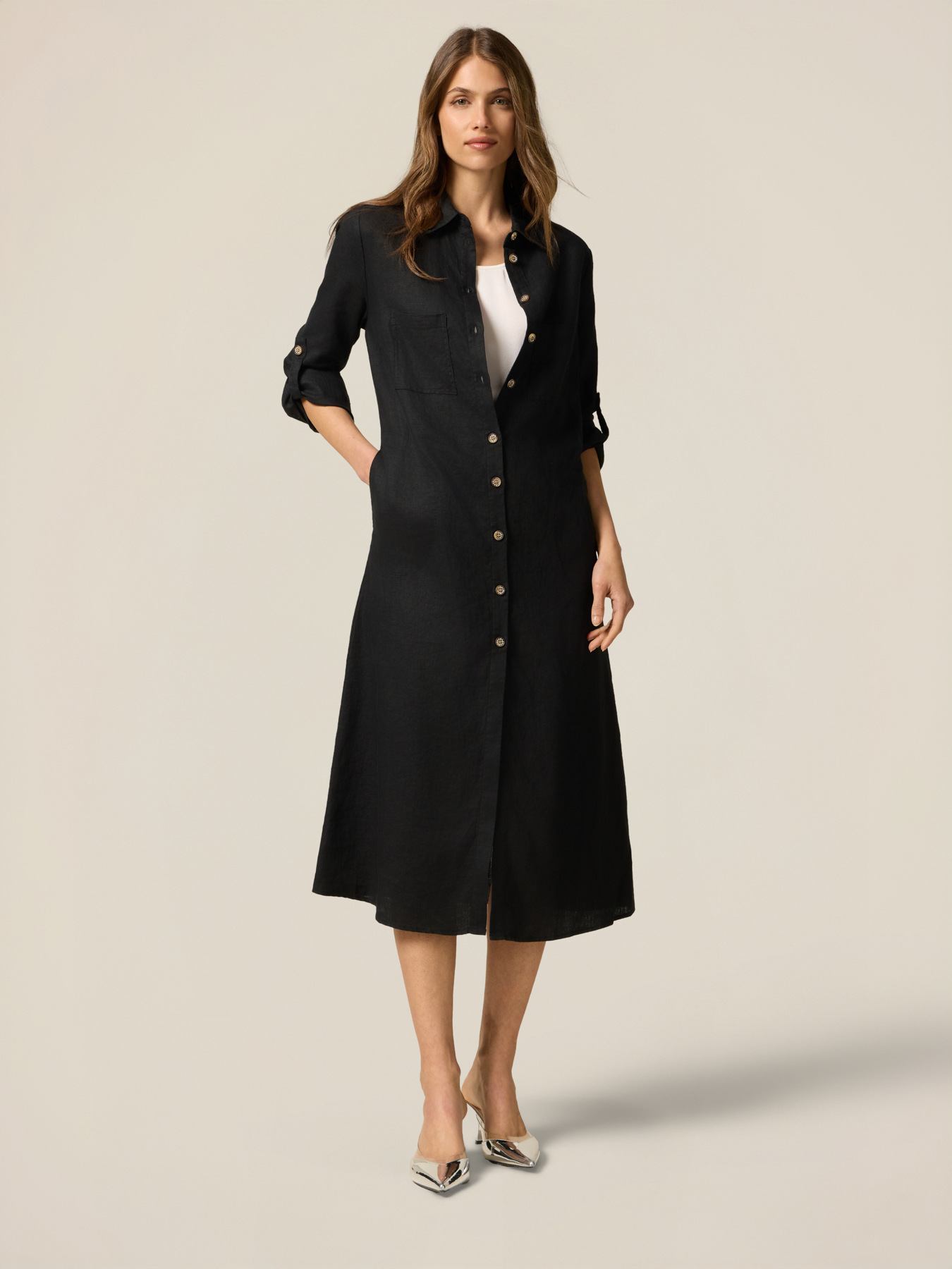 Robe chemisier 100% lin image number 0