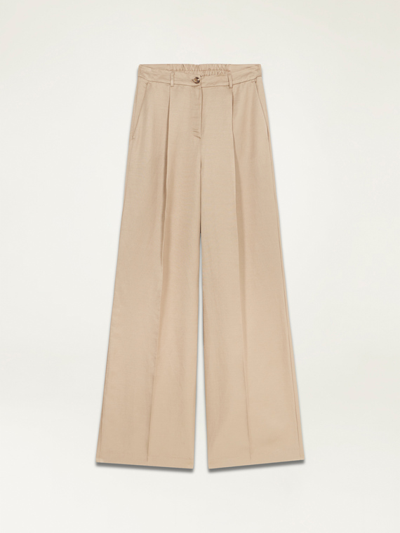 Wide leg linen blend trousers