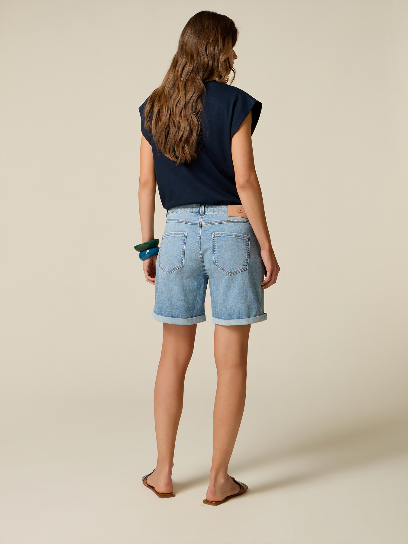 Denim shorts with jewel buttons image number 1