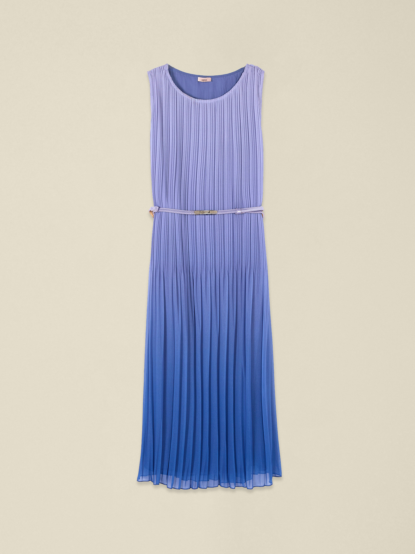 Pleated midi dress with belt image number 3