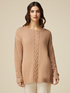 Cashmere blend sweater with cable pattern image number 0