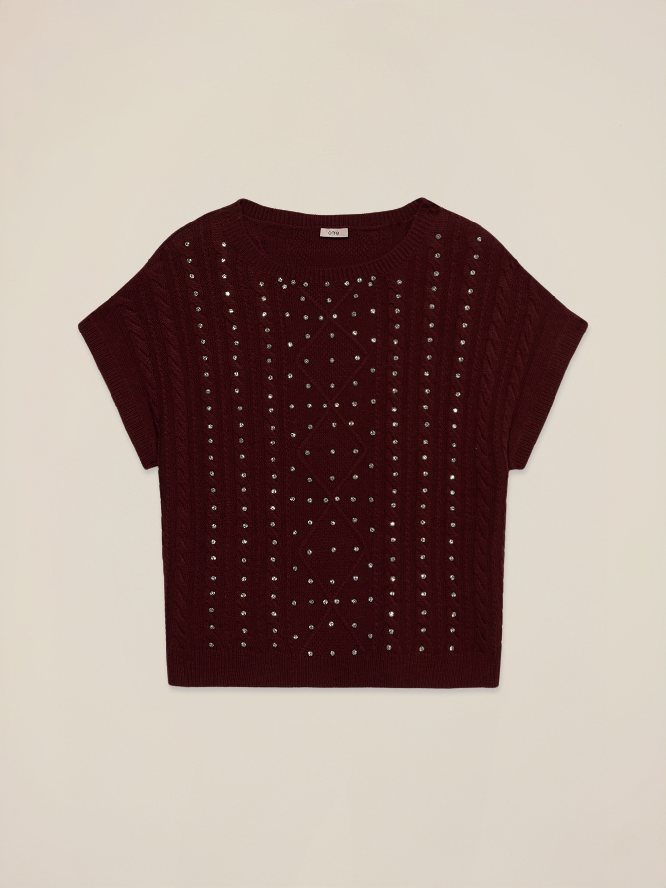 Maglia misto cashmere maniche corte con castoni image number 3