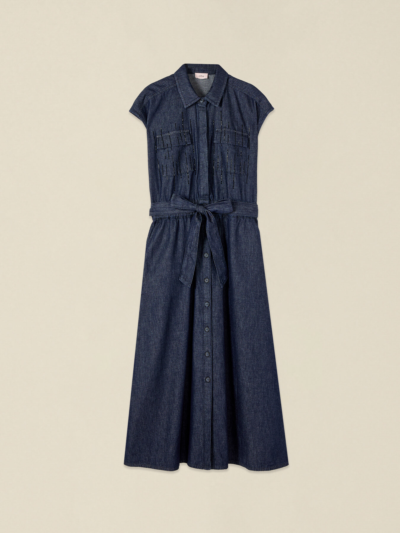 Denim shirtdress with embroidery image number 3
