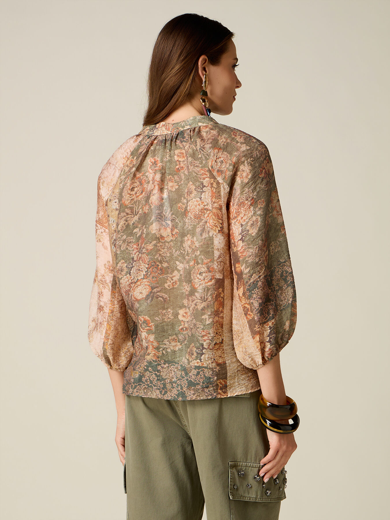 Blouse en m&eacute;lange lyocell &agrave; motifs image number 1