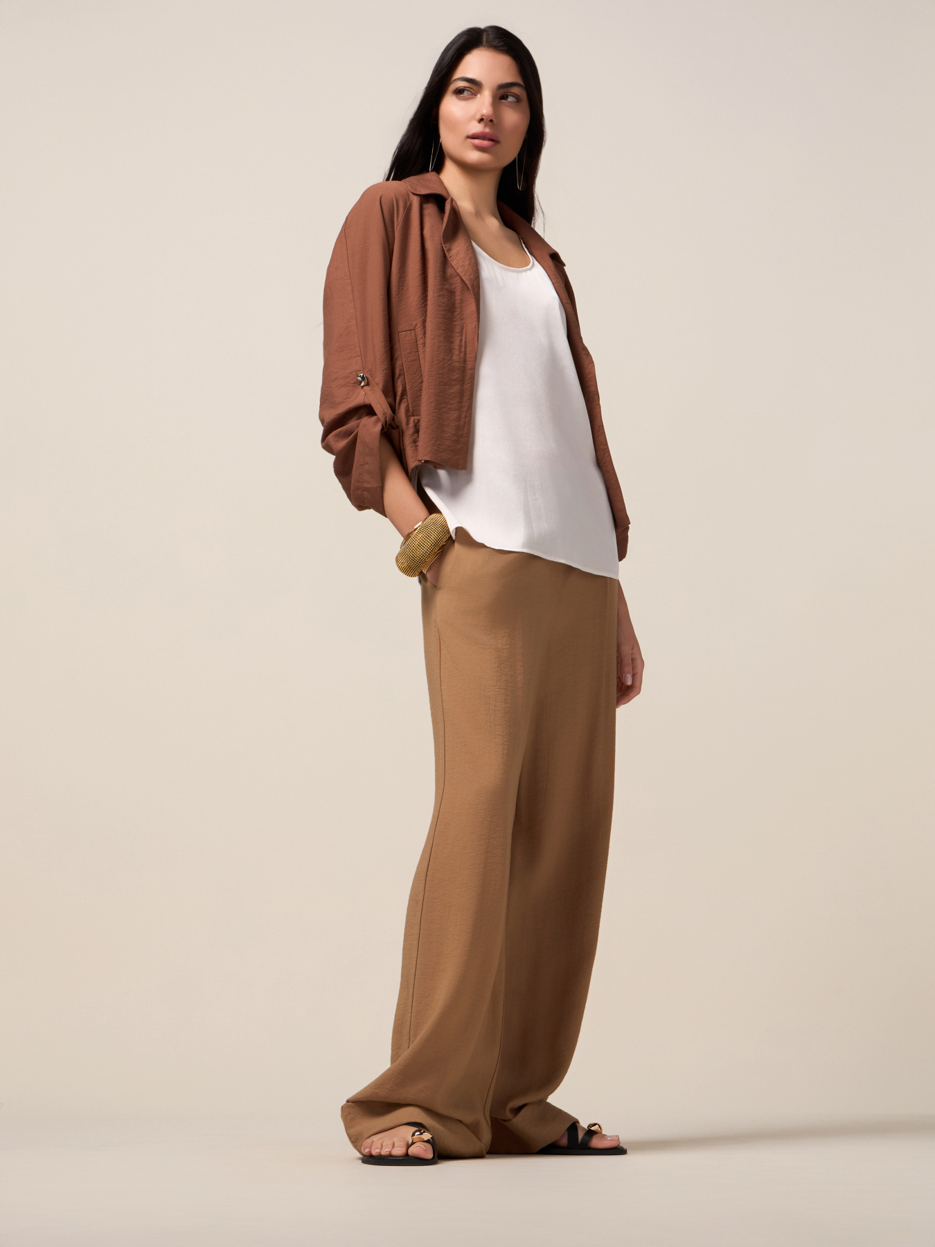 Pantalones palazzo fluidos de mezcla de viscosa image number 0