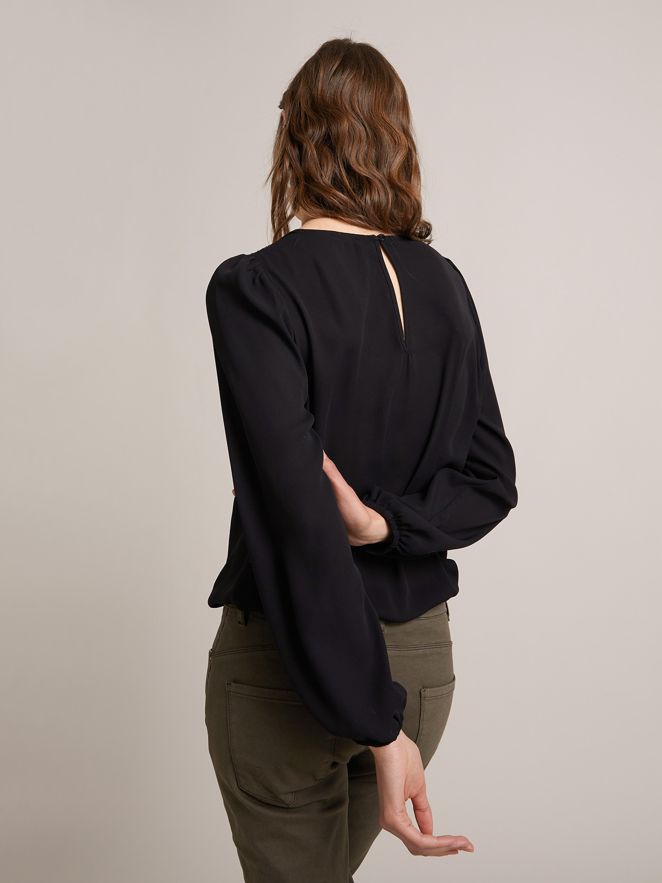 Blouse with lace yoke image number 1