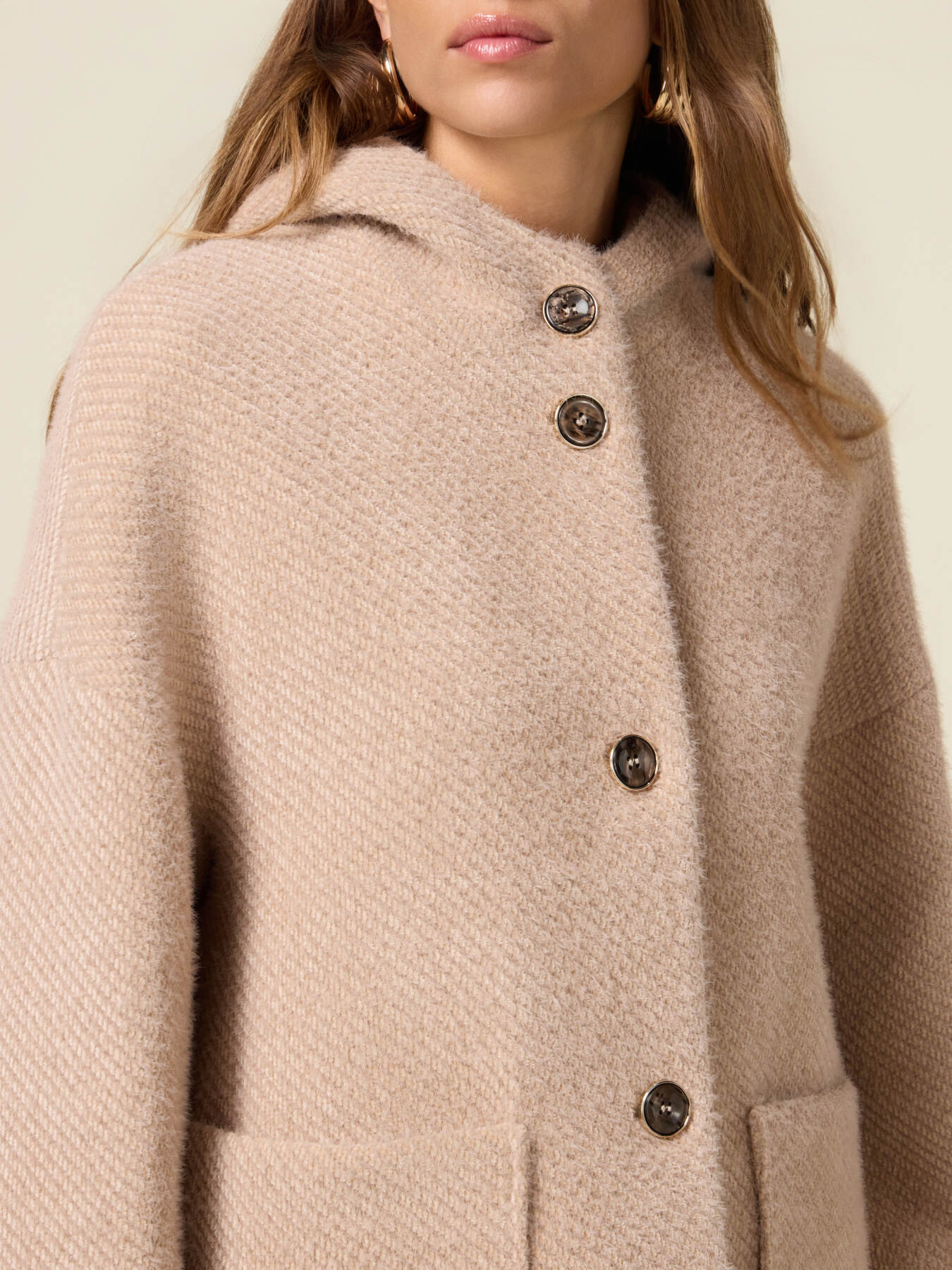 Palton scurt din material tricotat image number 2