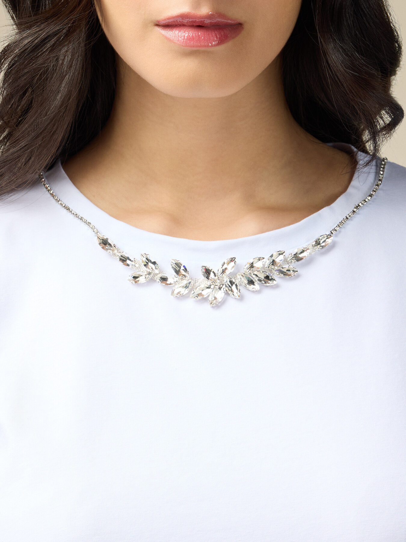 T-shirt with jewel embroidery image number 2