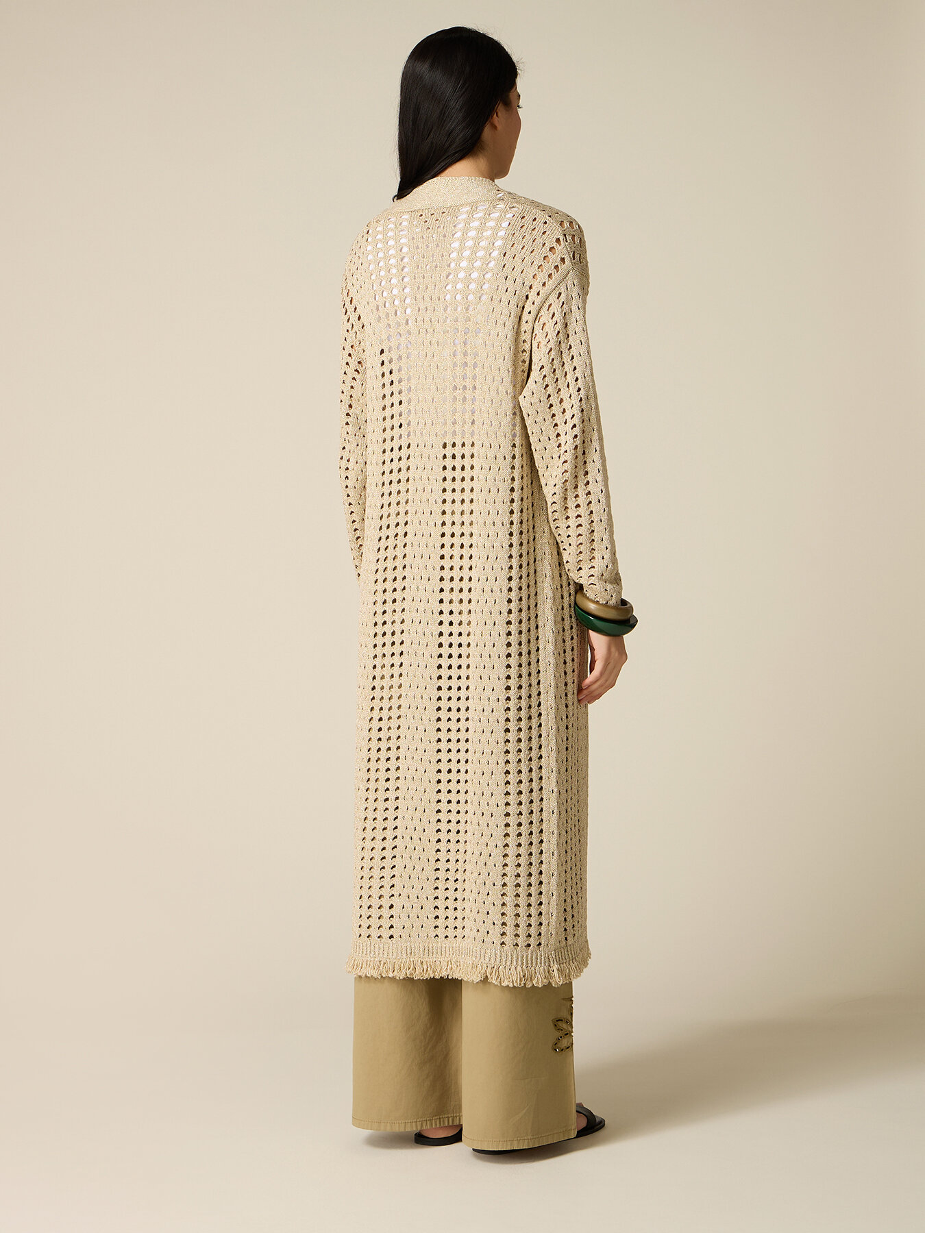 Maxi-Cardigan aus durchbrochenem Lurex image number 1