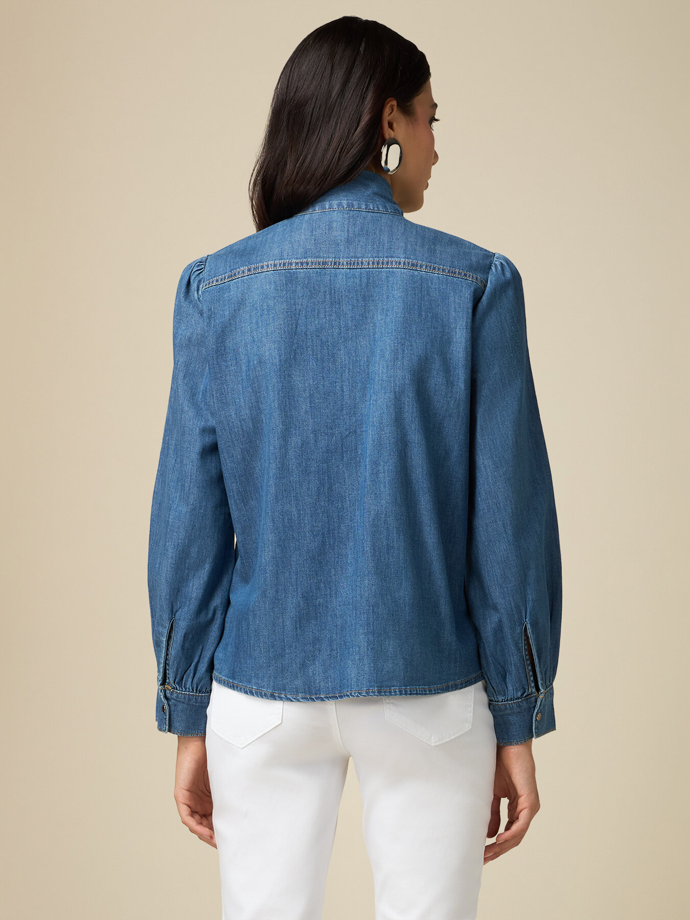 Camicia in denim con fiocco image number 1