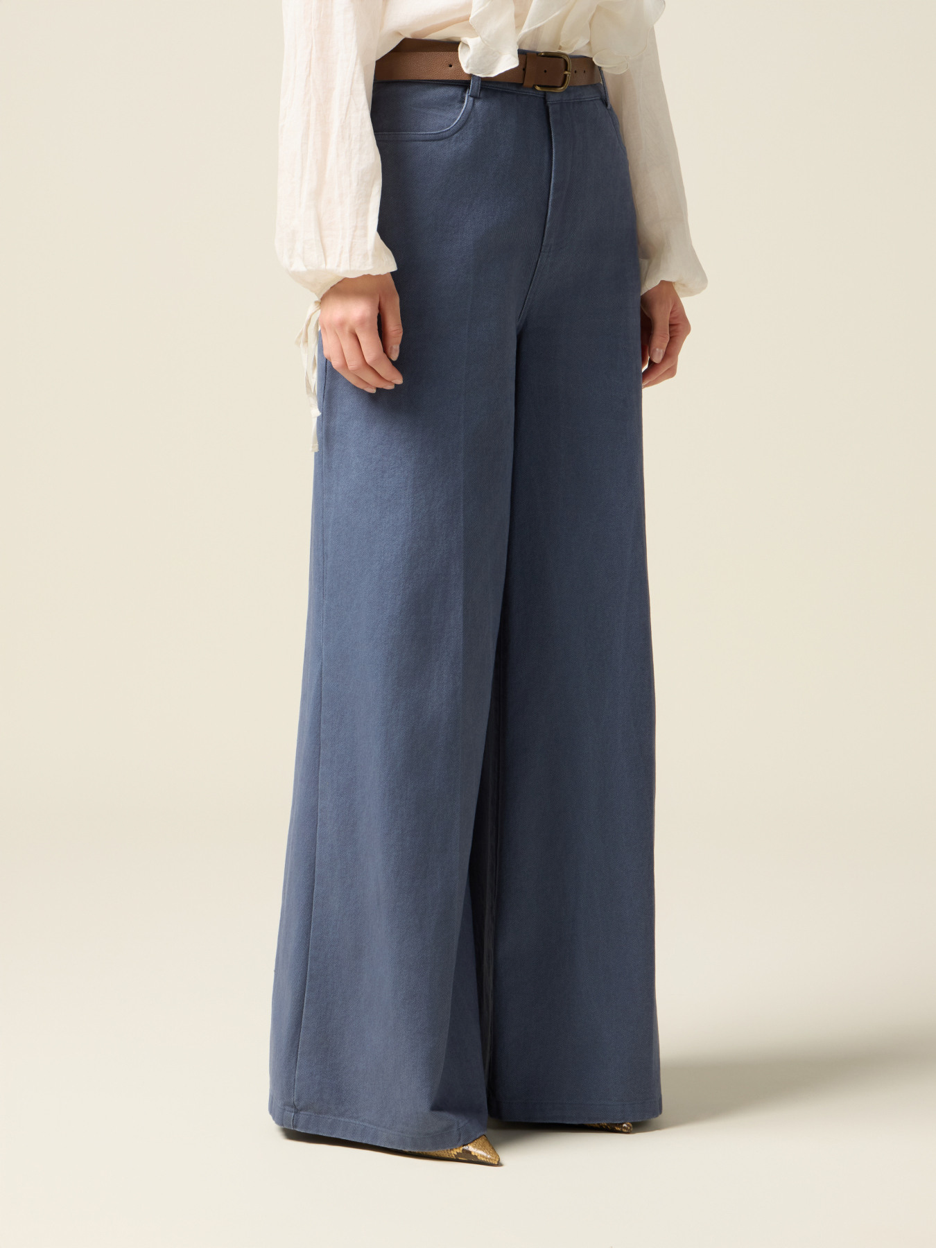 Cotton drill palazzo pants image number 3