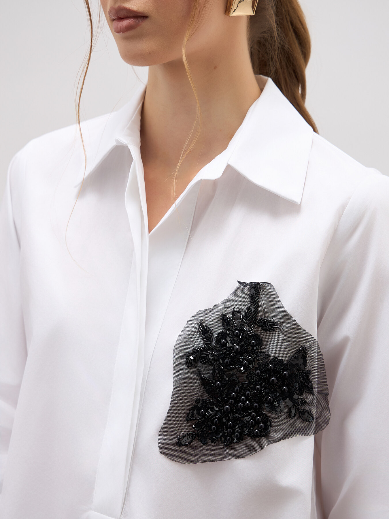 Oversized blouse with jewel patch image number 2