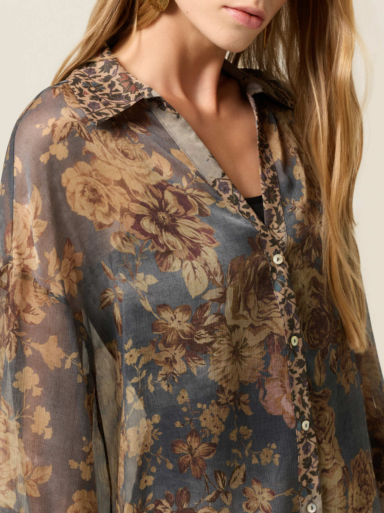 Camisa estampada con mangas kimono image number 2