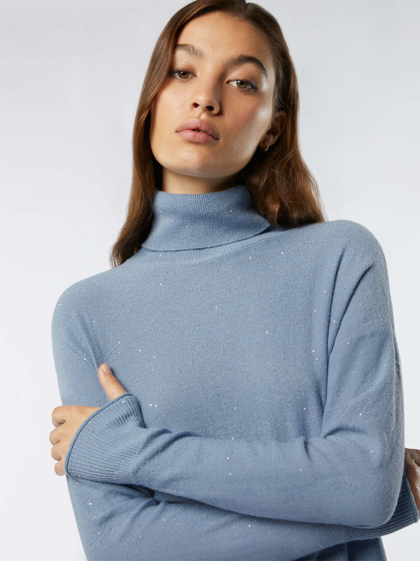Cashmere blend lurex turtleneck sweater with sequins image number 2