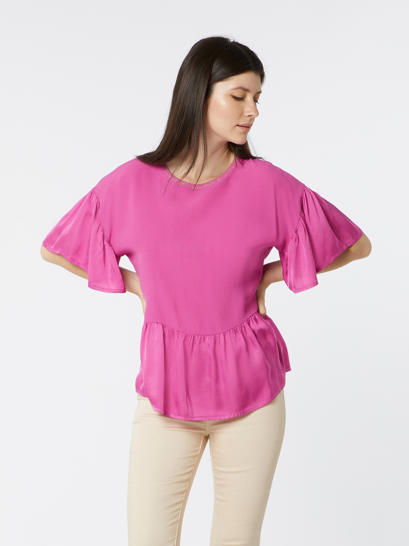 Blusa peplum bimaterica image number 0