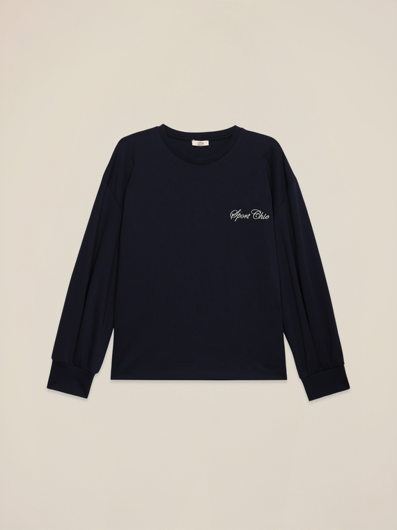 Sweat-shirt col rond avec broderie lettrage