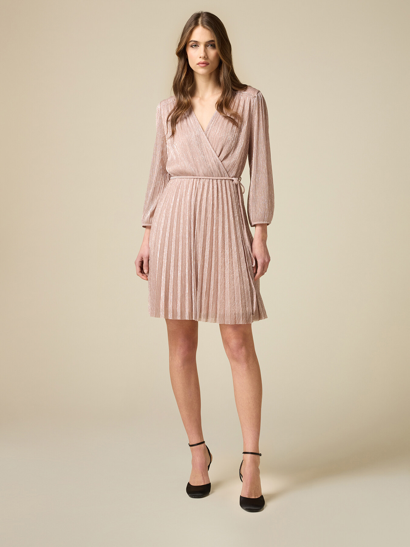 Vestito corto lurex pliss&eacute; image number 0