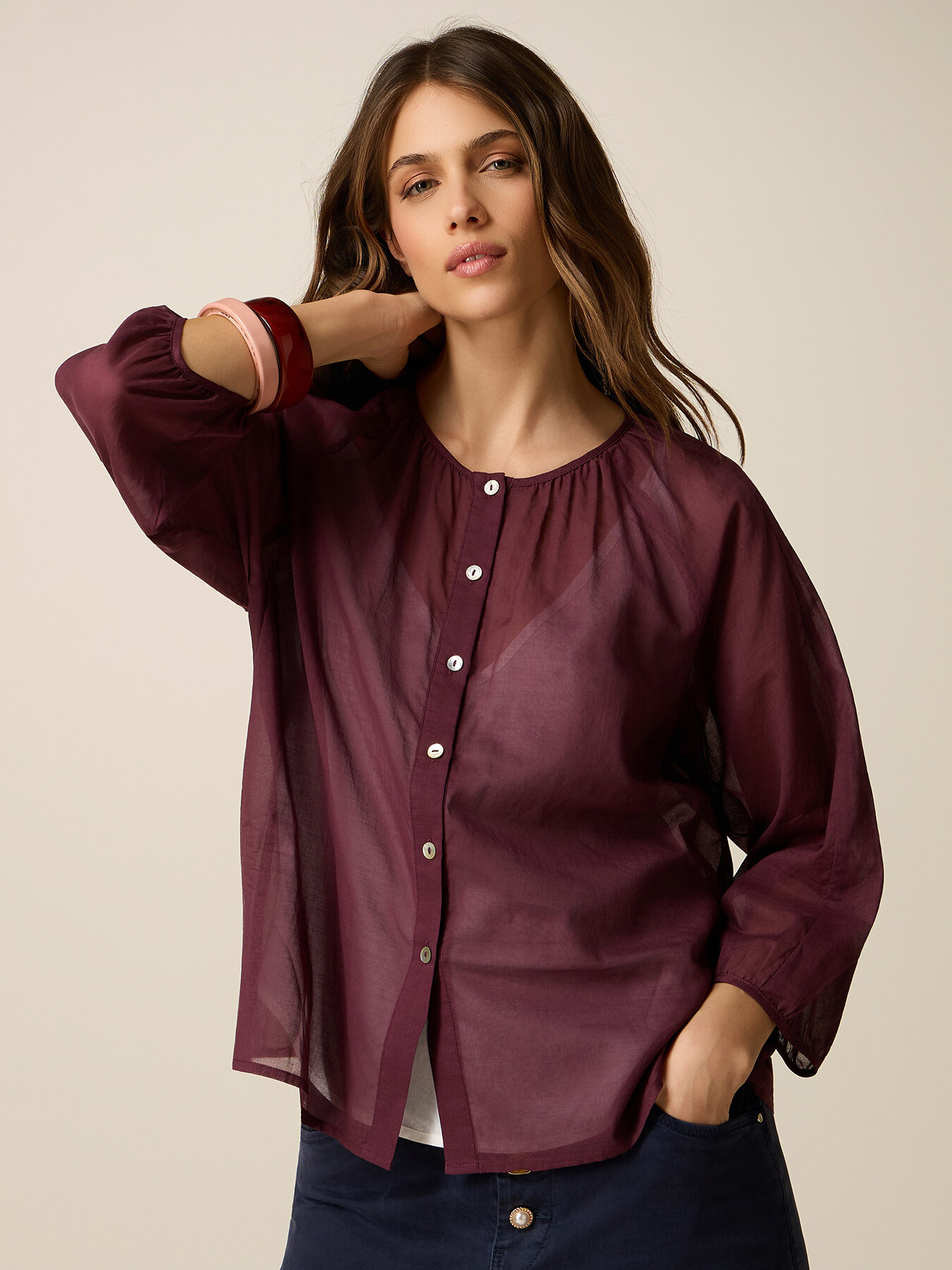 Cotton muslin blouse image number 0