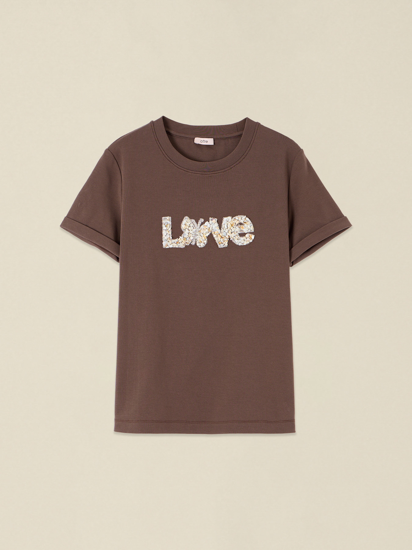 T-Shirt mit Juwelen-Schriftzug-Stickerei image number 3