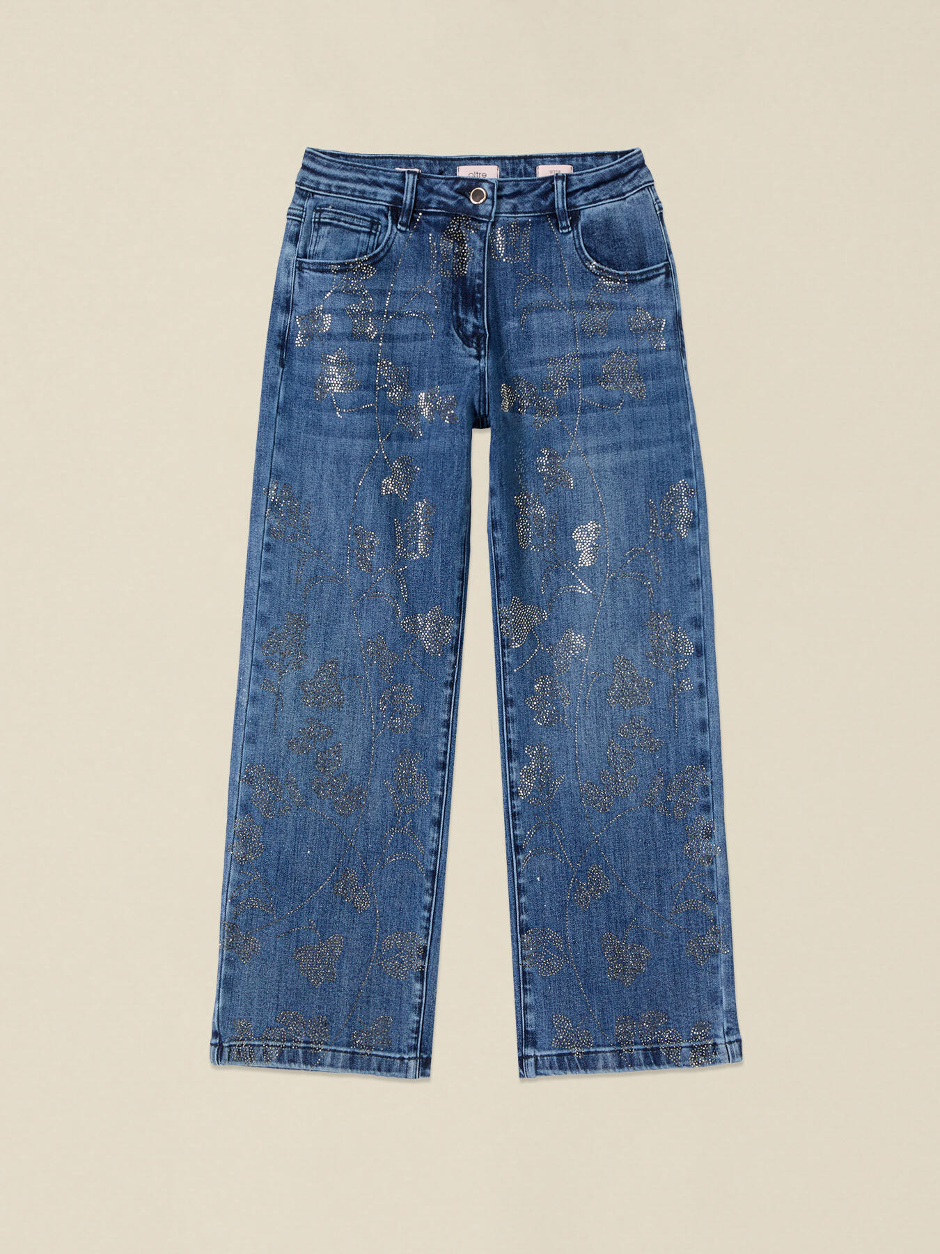 Cropped-Jeans mit Kristallbesatz image number 4