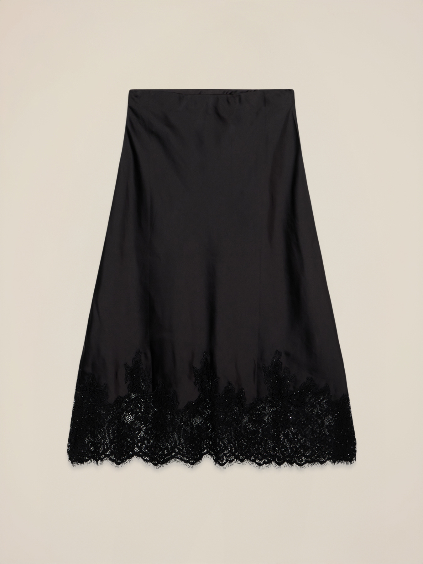 Satin pencil skirt with lace image number 4