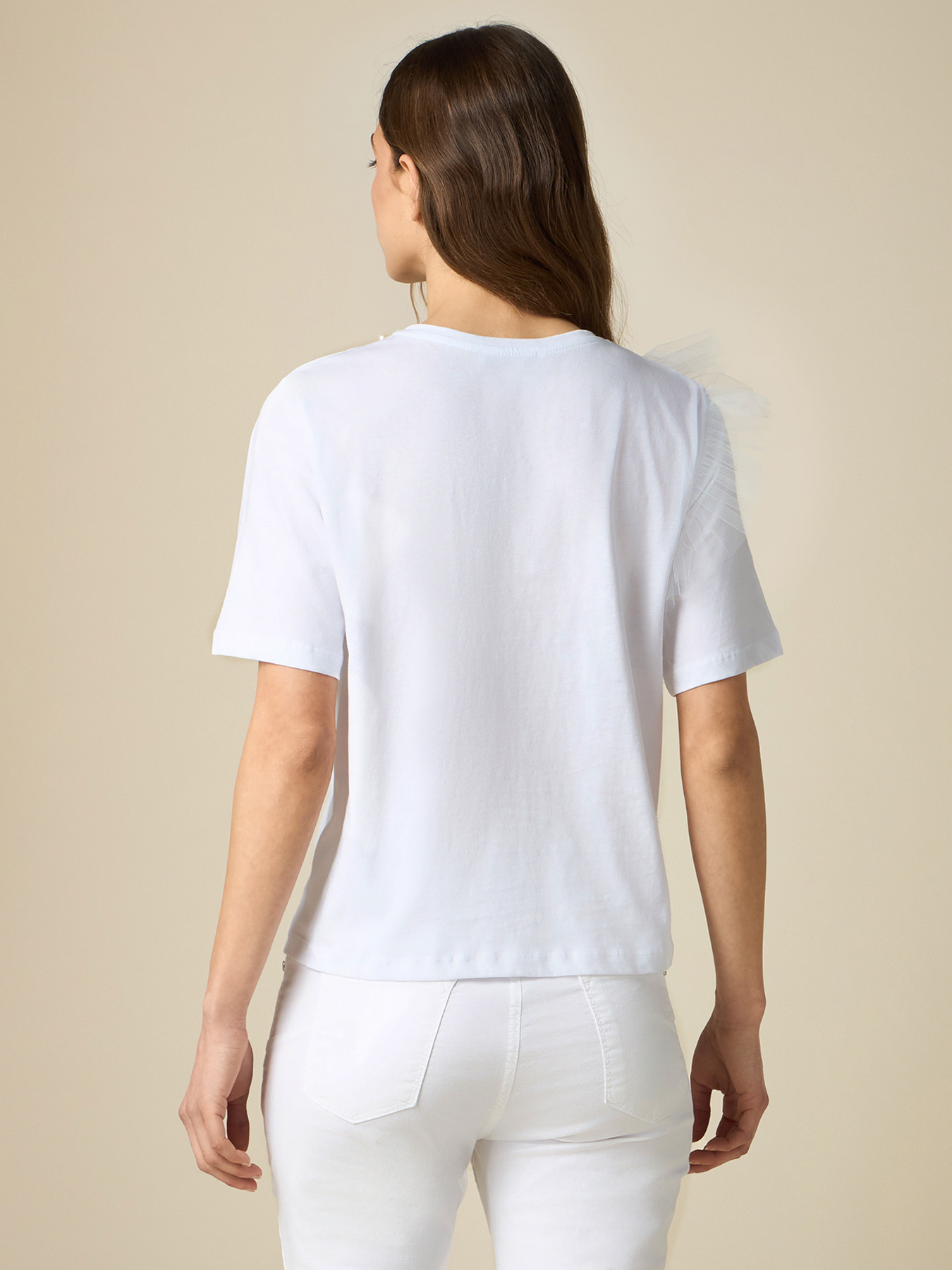 T-shirt avec perles et tulle image number 1