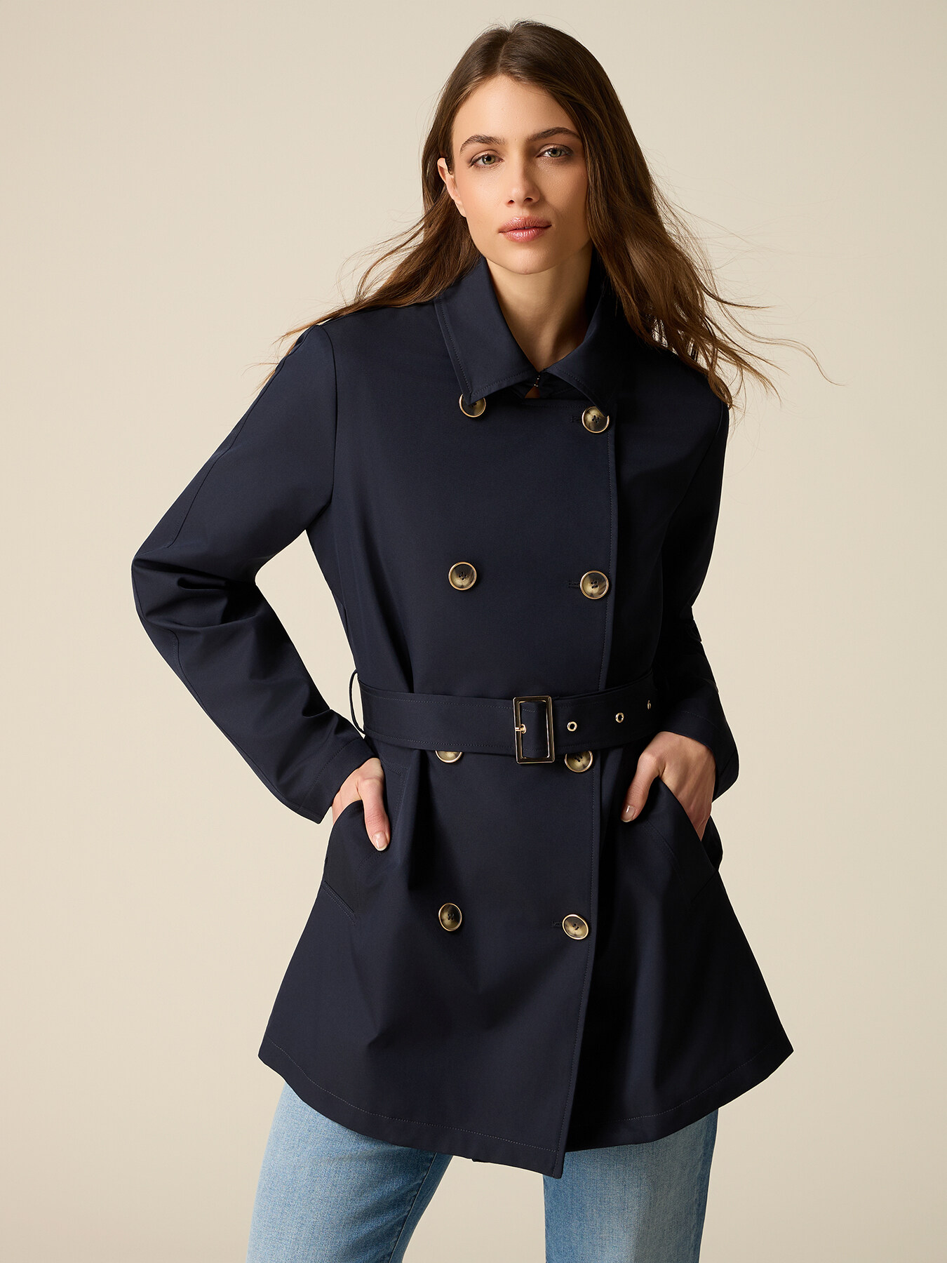 Double-breasted midi trench coat image number 0