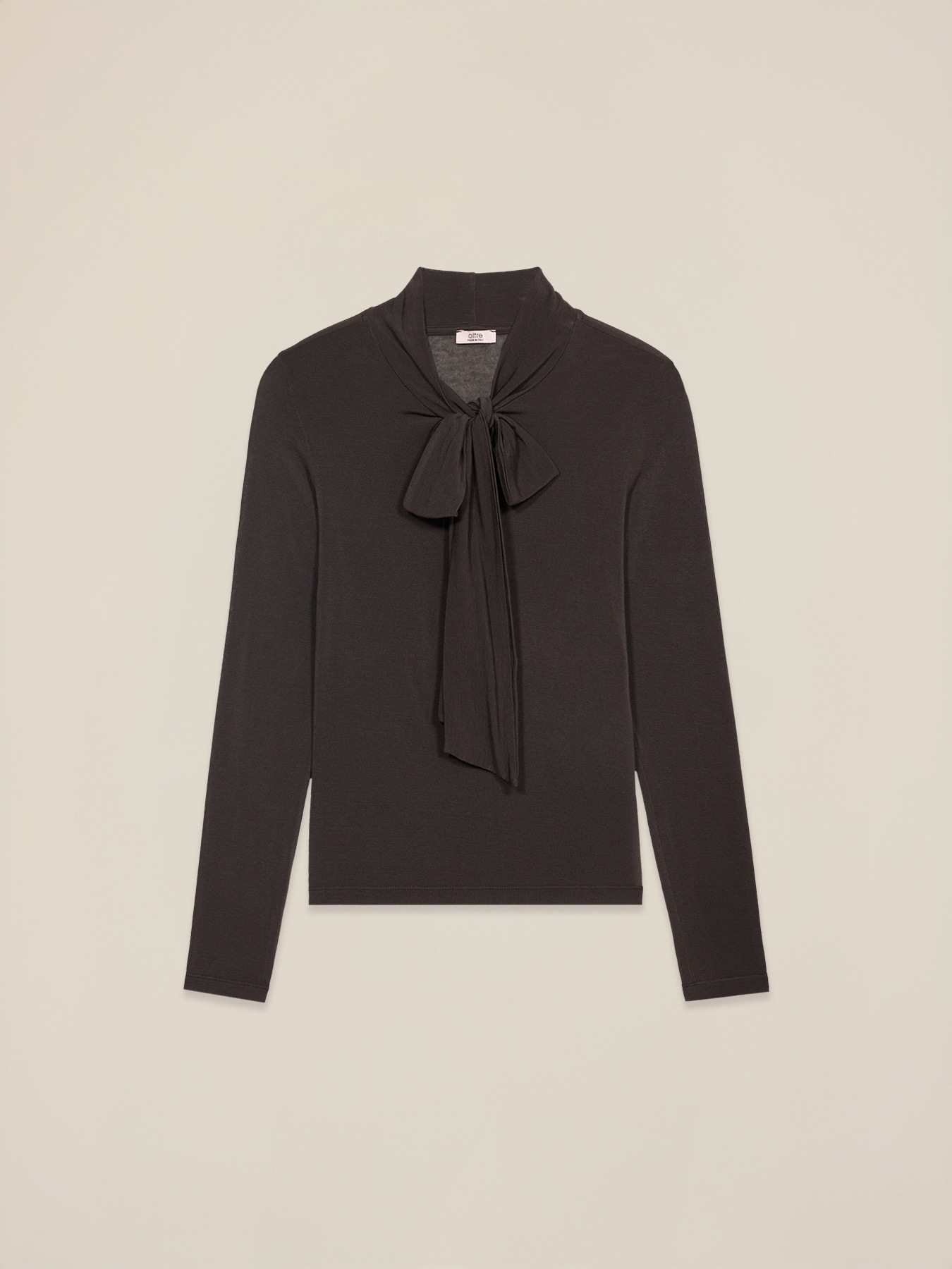Cashmere-blend T-shirt with bow image number 0