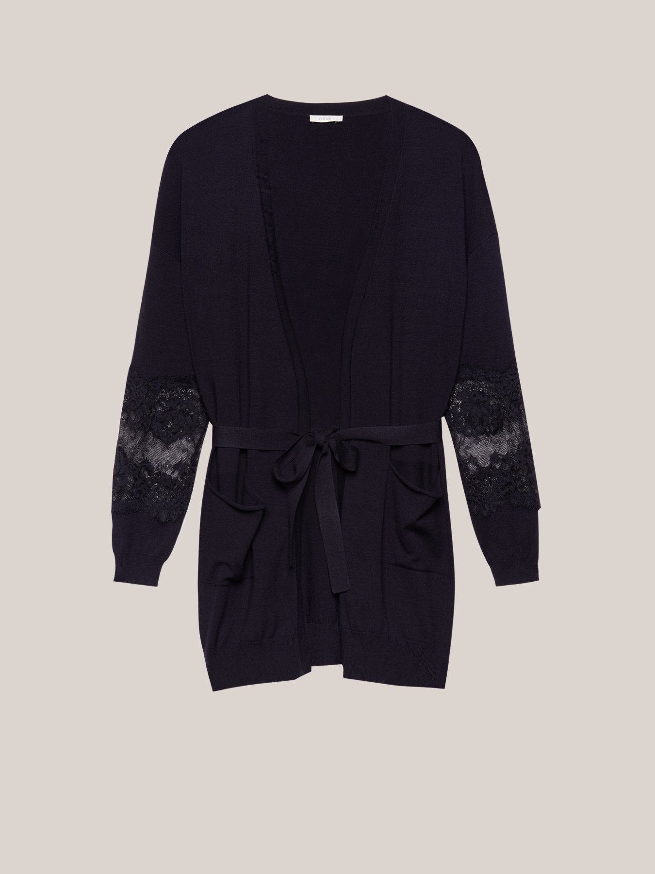 Langer Cardigan mit Spitze an den &Auml;rmeln image number 3