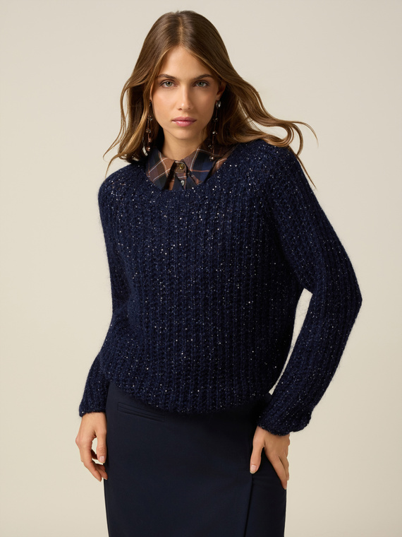 Maille mohair m&eacute;lang&eacute; avec paillettes