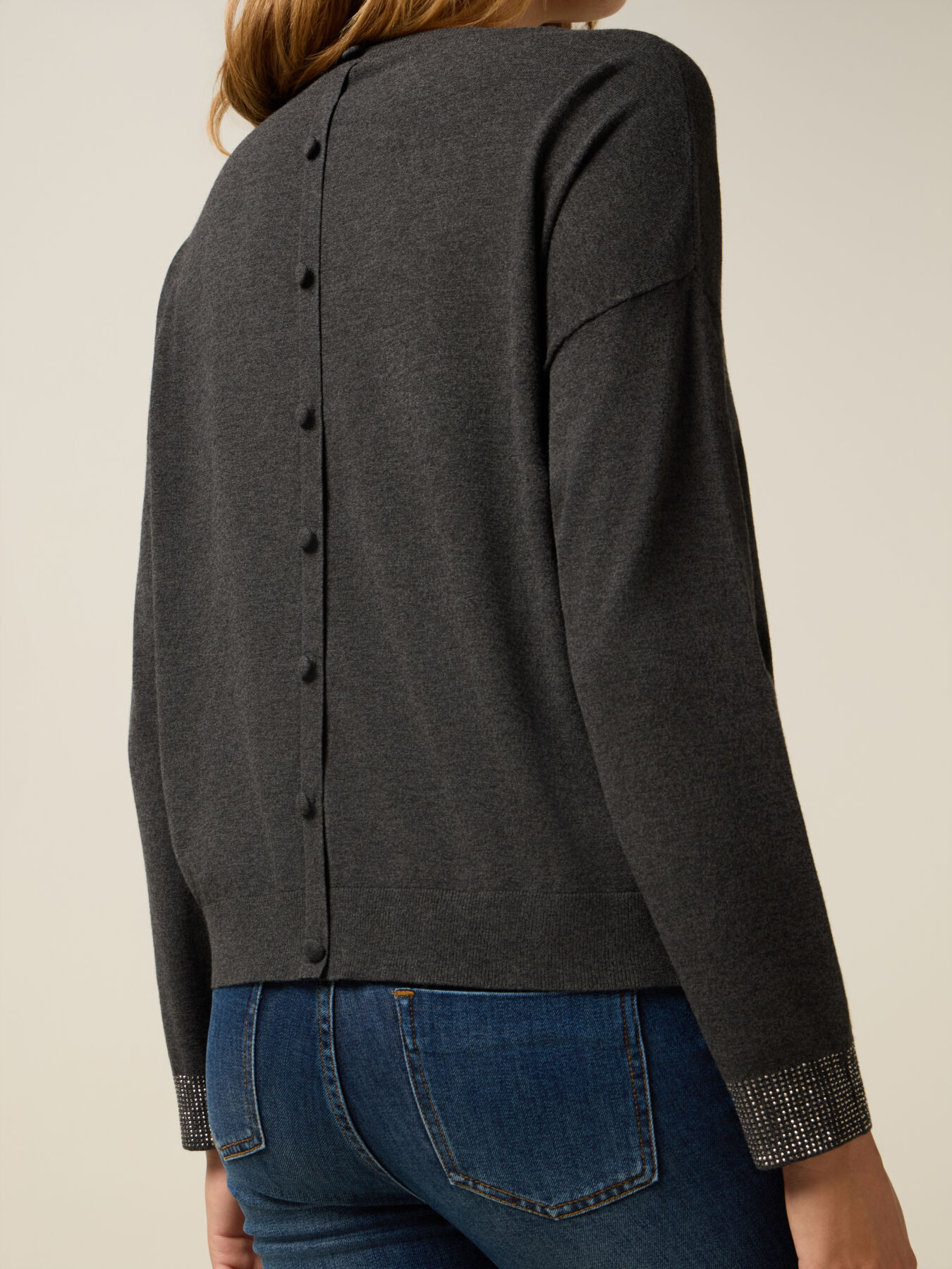 Viskosemischpullover mit verzierten B&uuml;ndchen image number 2