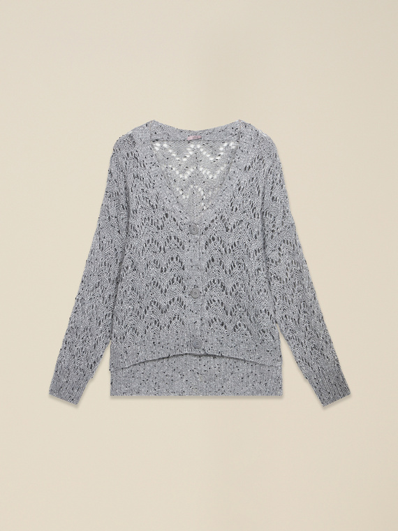 Perforated cardigan in mohair blend