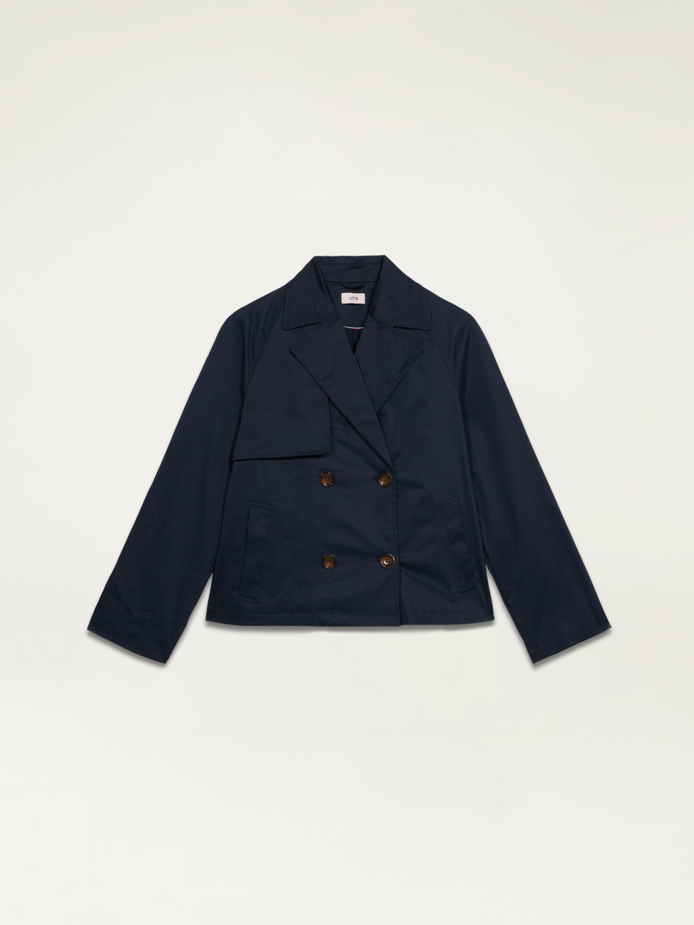 Kurzer, zweireihiger Trenchcoat aus Baumwolle image number 3