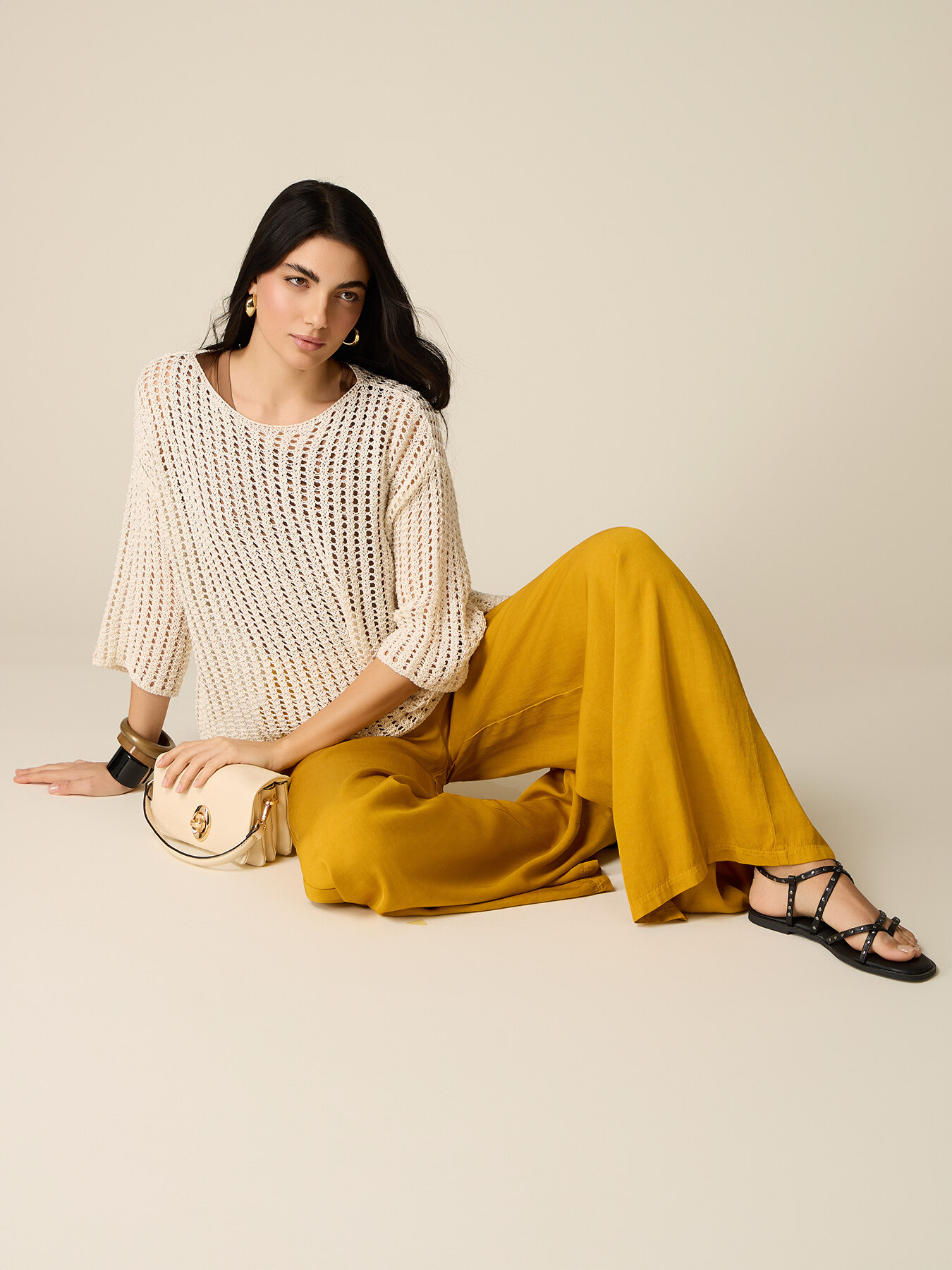 Wide-leg linen blend trousers image number 1