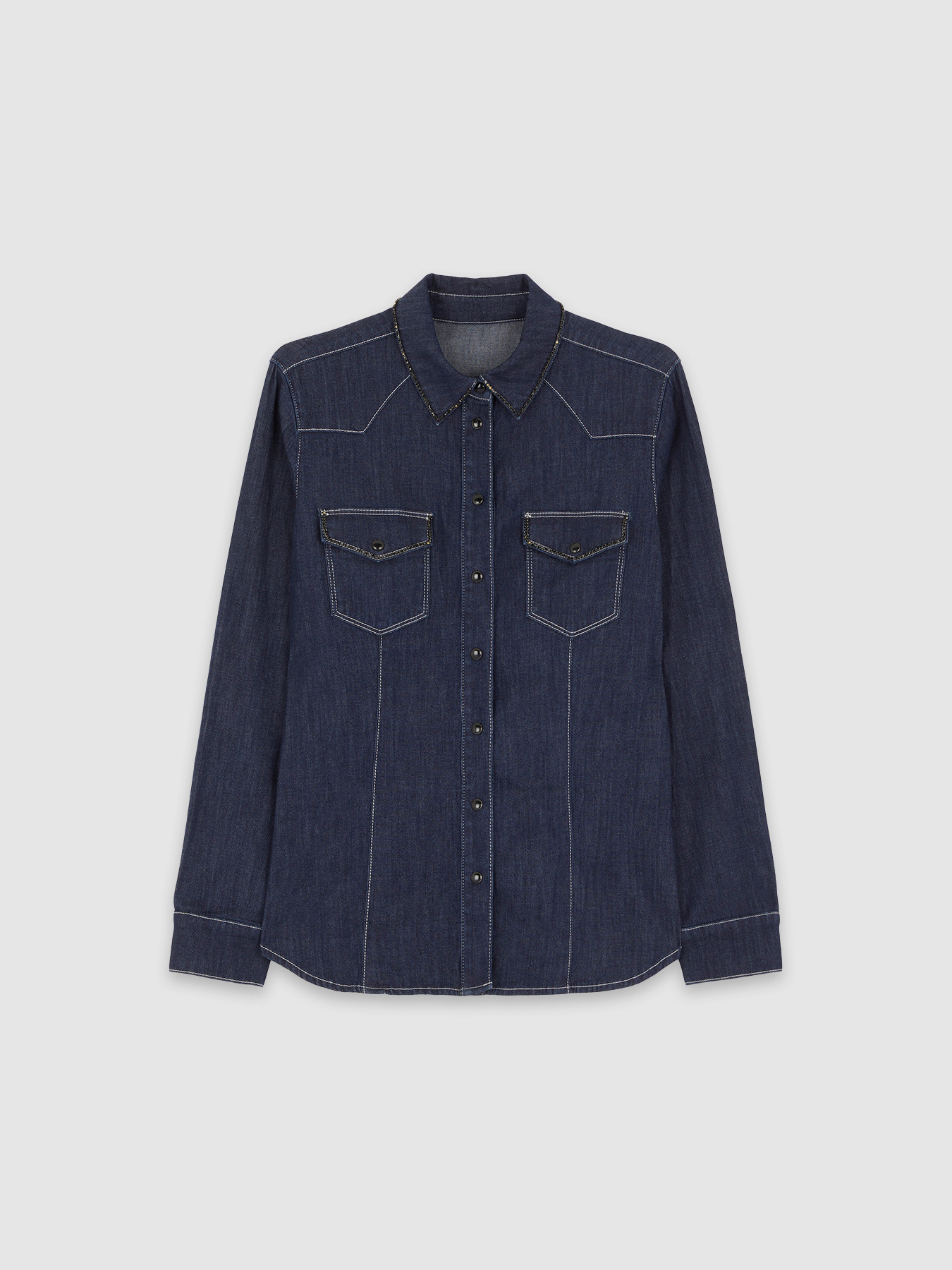 Camicia in denim con tape gioiello image number 3