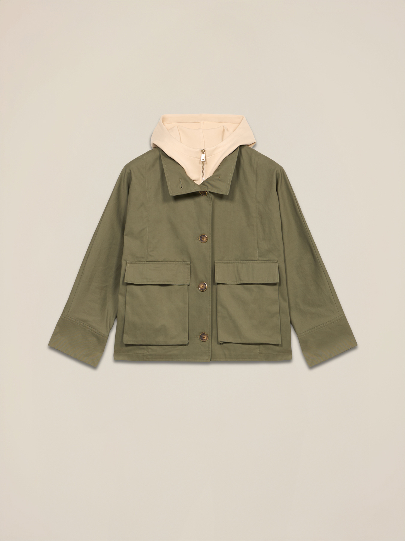 Cotton jacket with sweatshirt parts image number 3