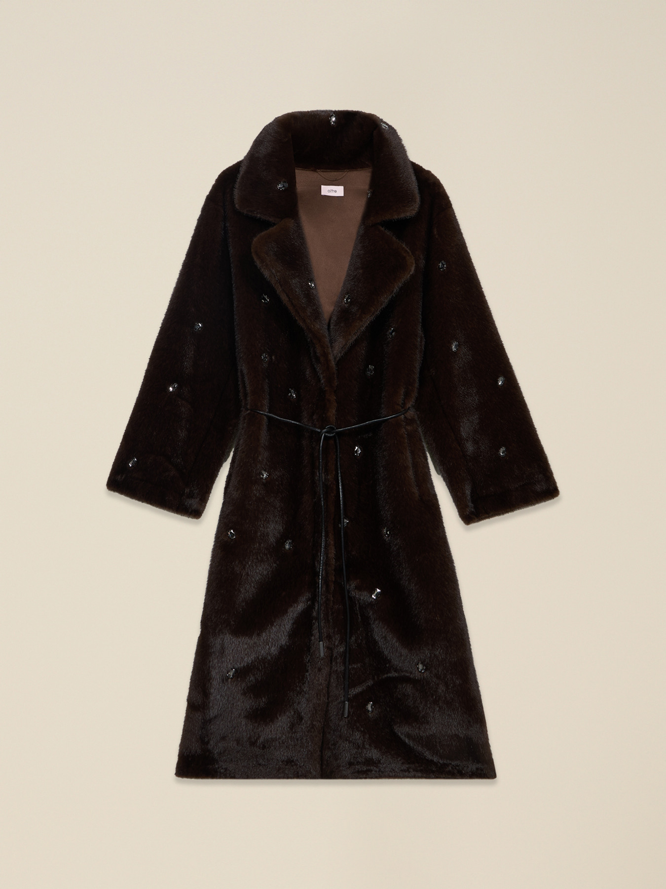 Long faux fur coat with eyelets image number 3