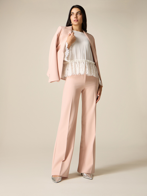 Pantalon palazzo avec profil en satin