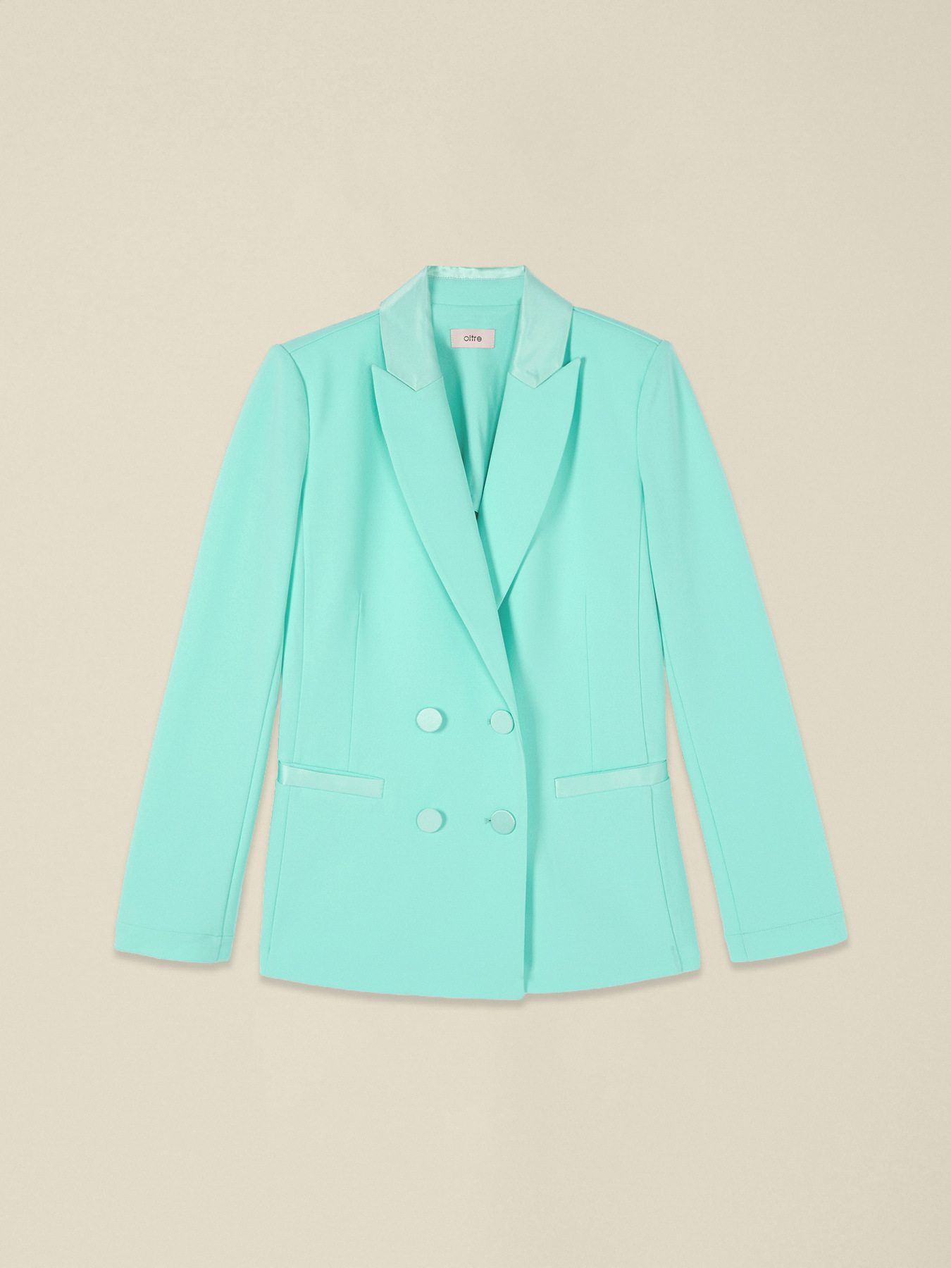 Double-breasted blazer with covered buttons image number 3