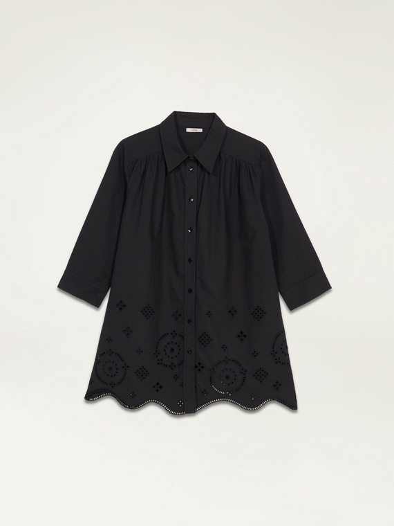 Oversized shirt with openwork embroidery