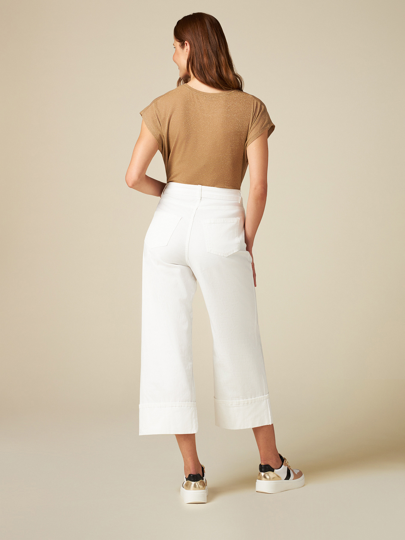 Pantalones cropped en drill de algod&oacute;n image number 1