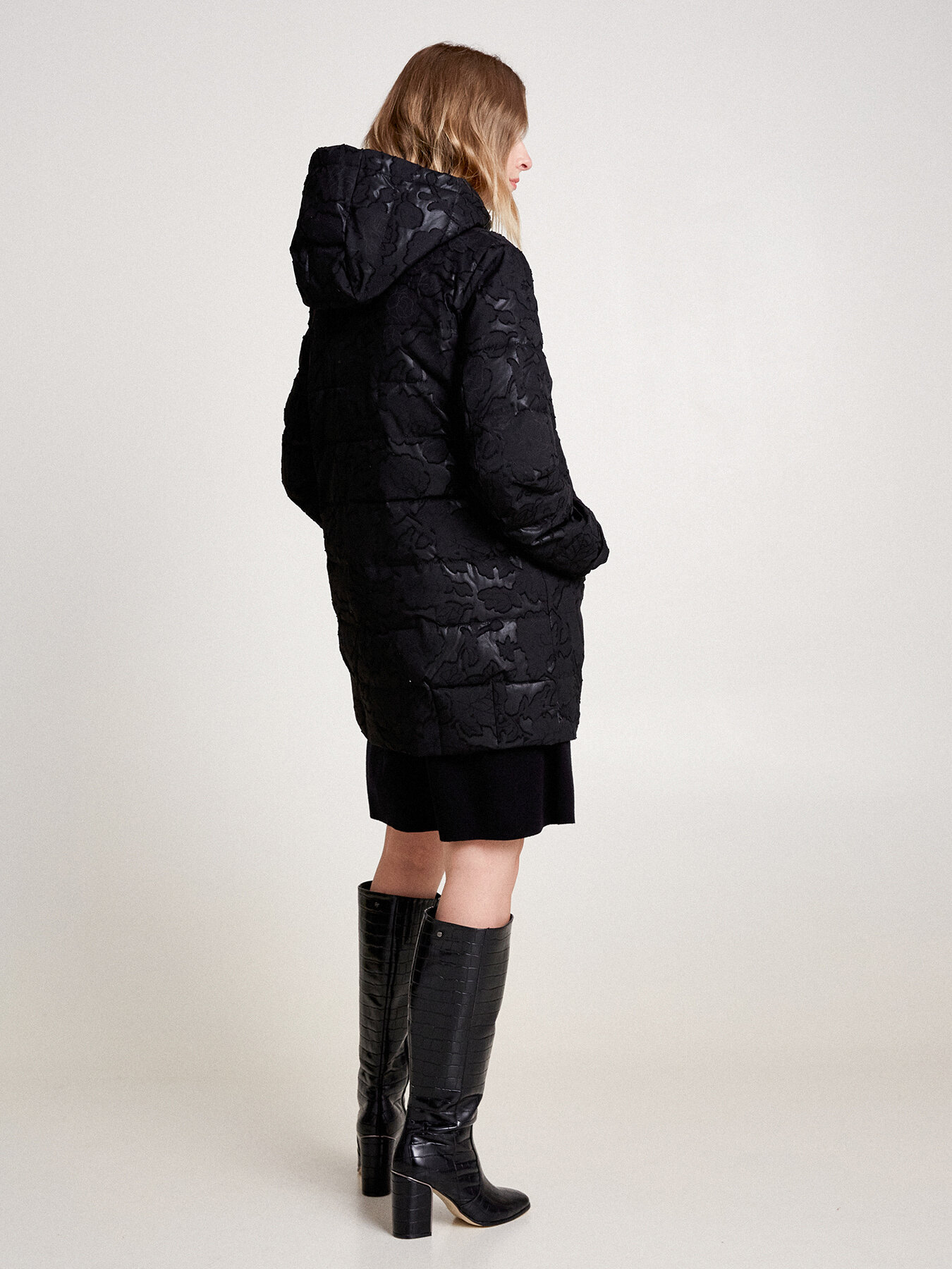 Jacquard cocoon down jacket image number 1