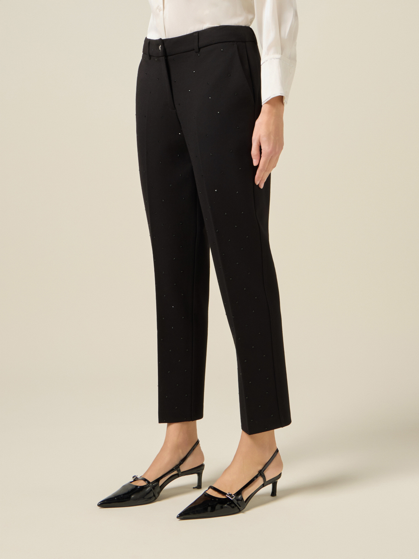 Pantaloni țigară cu cristale image number 3