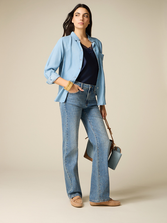 Regular jeans with crystals